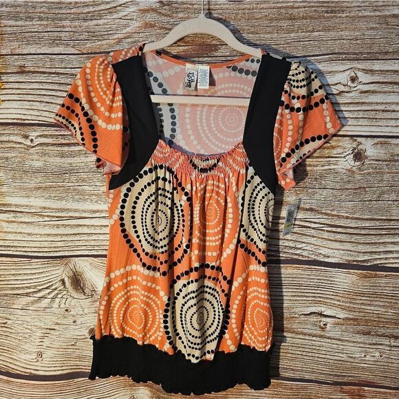 L8ter short sleeve blouse women's medium multicolored NWT - Picture 1 of 6
